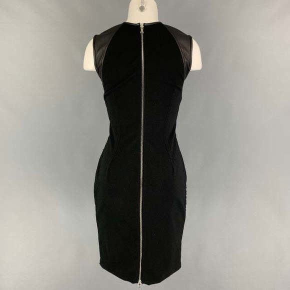YIGAL AZROUEL Black White Cotton Eyelet Lamb Skin Sleeveless Dress - Picture 3 of 5
